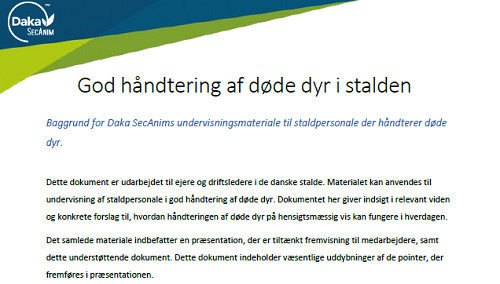 håndtering af døde dyr